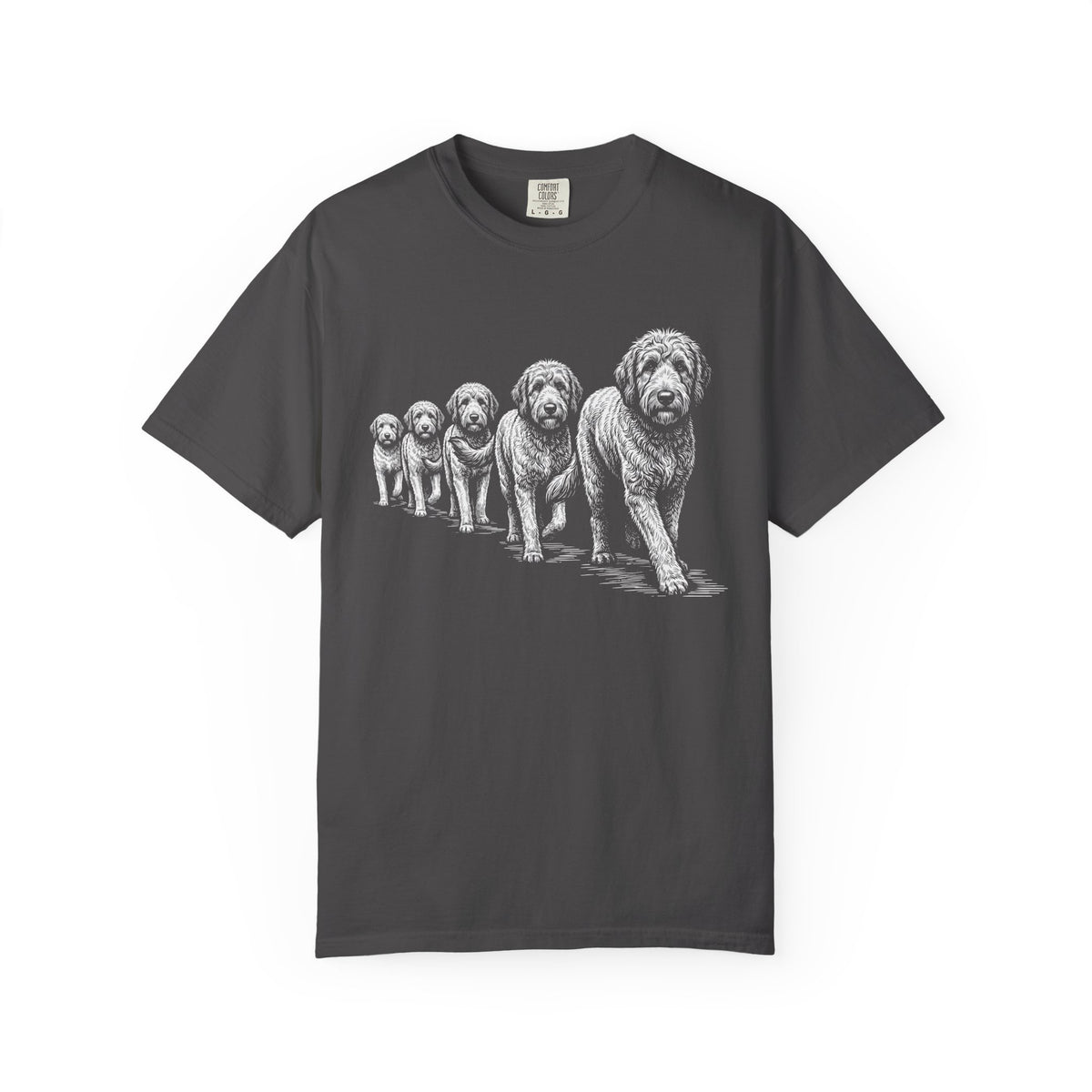 Marching Labradoodles T-Shirt in Graphite from When Dogs Fly