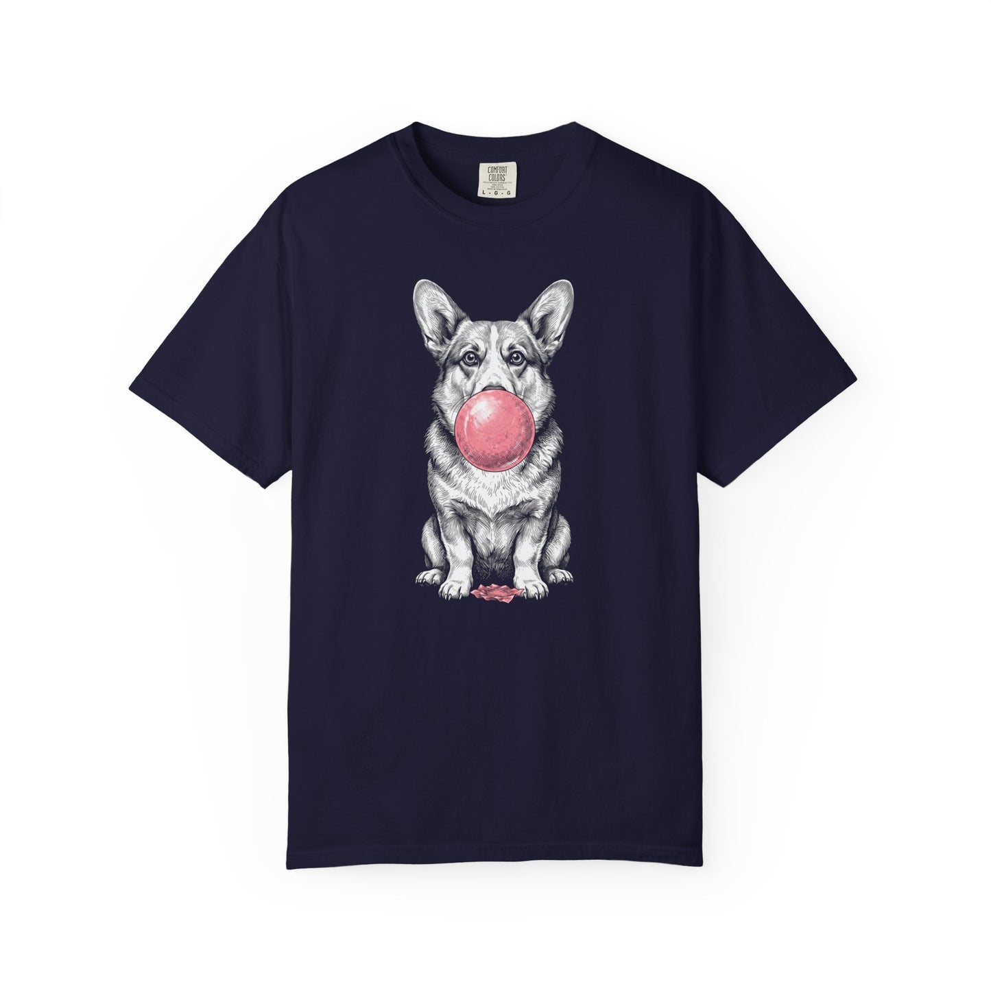 Bubblegum Corgi T-Shirt in True Navy from When Dogs Fly