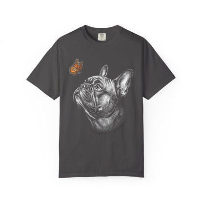 Hello Butterfly French Bulldog T-Shirt in Graphite from When Dogs Fly