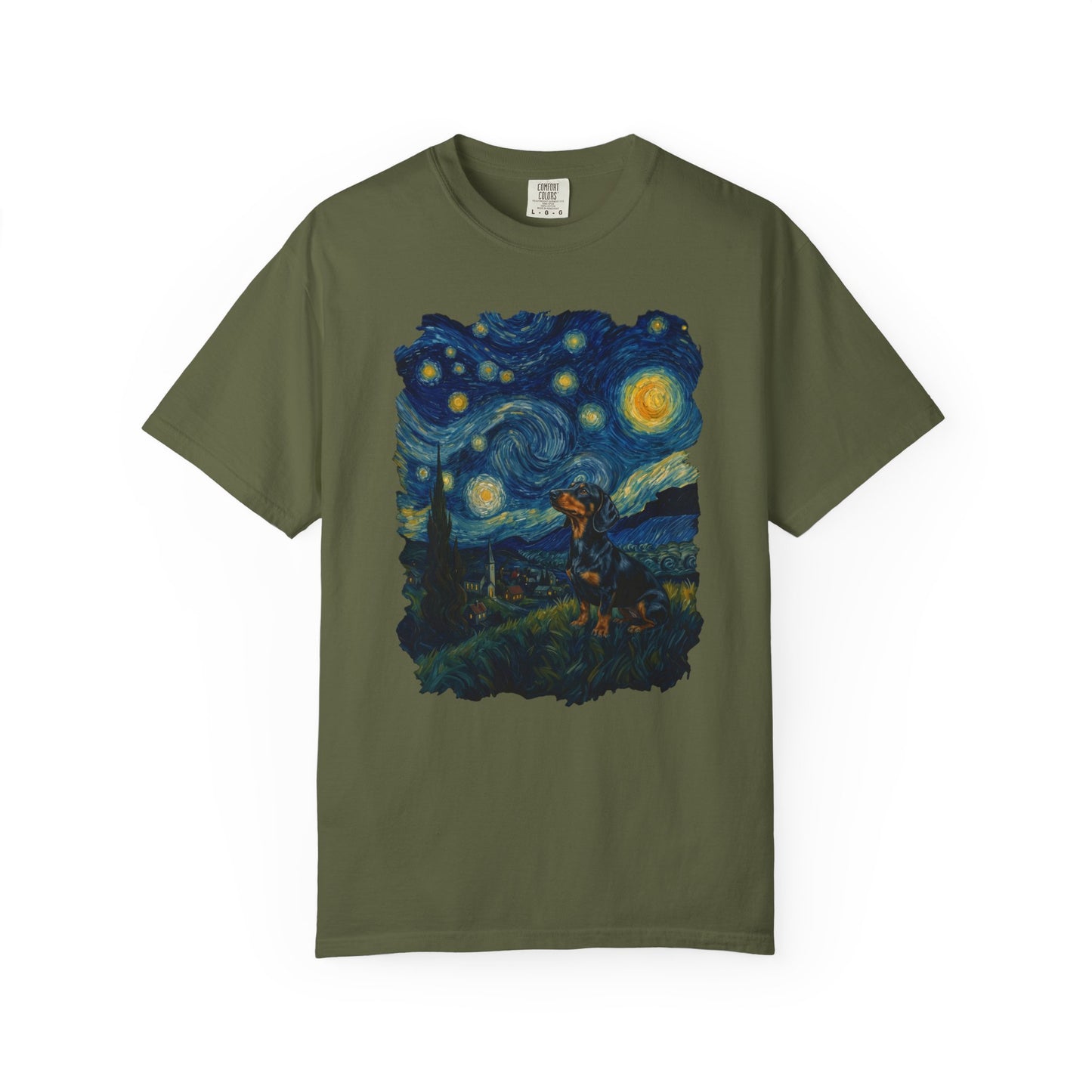 Starry Night Dachshund T-Shirt in Hemp from When Dogs Fly