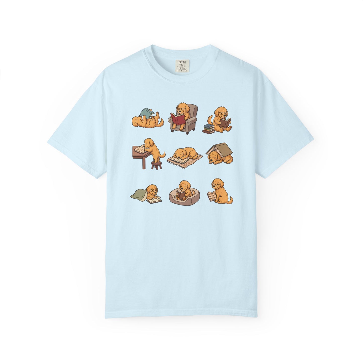 Labradoodle Book Club T-Shirt in Chambray from When Dogs Fly