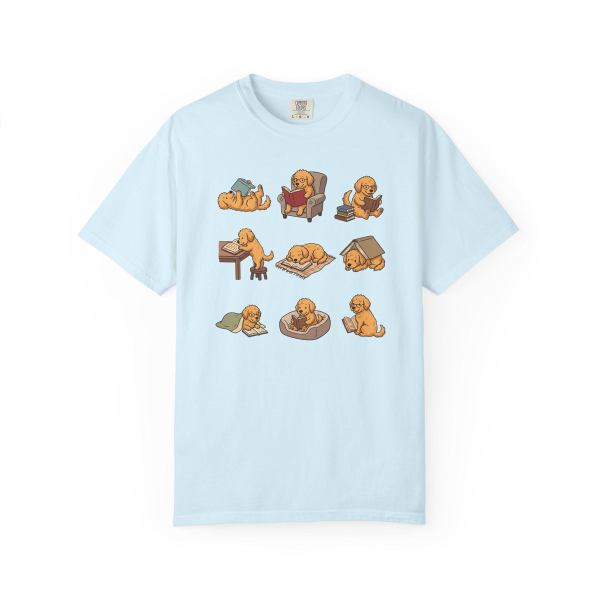 Labradoodle Book Club T-Shirt in Chambray from When Dogs Fly