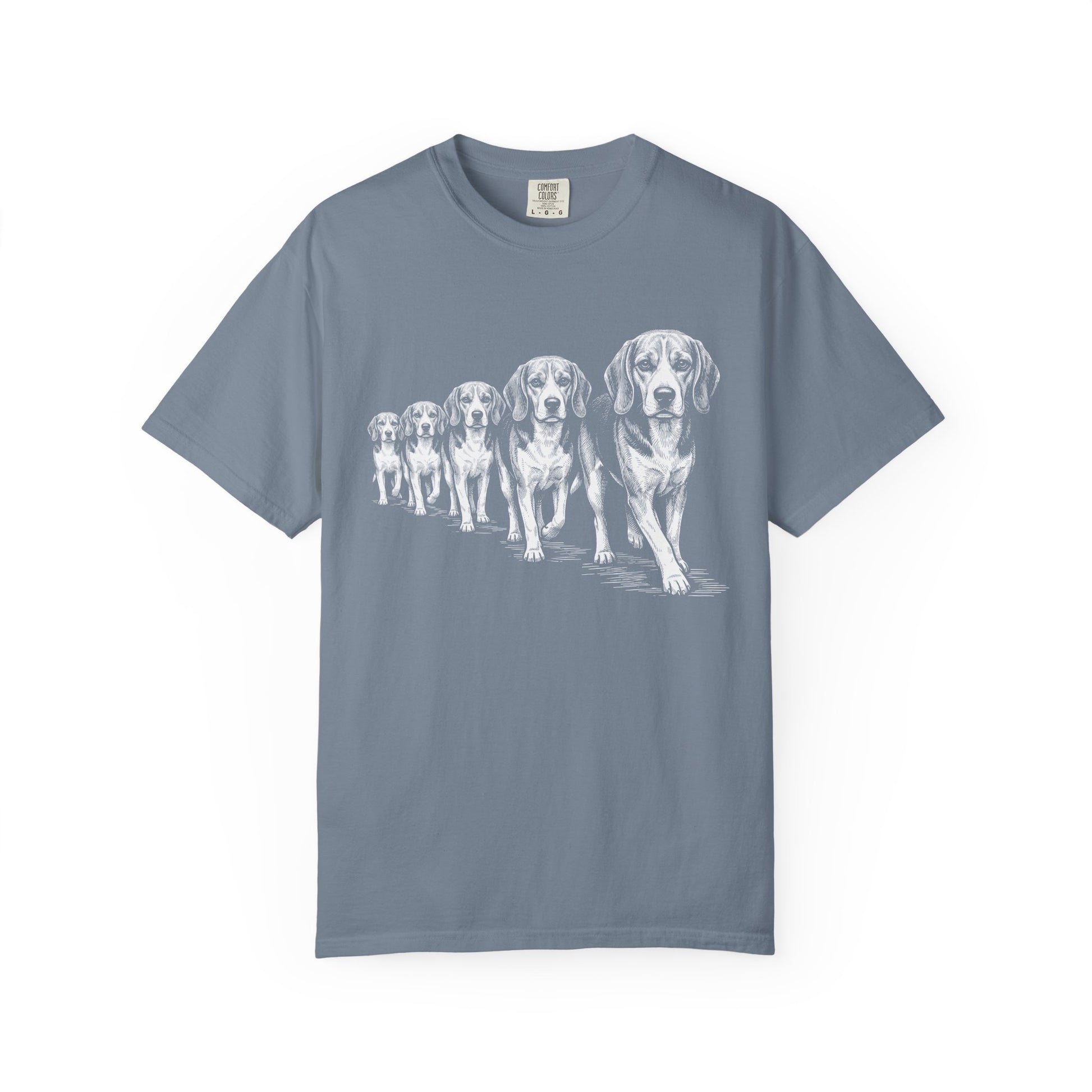 Marching Beagles T-Shirt in Blue Jean from When Dogs Fly