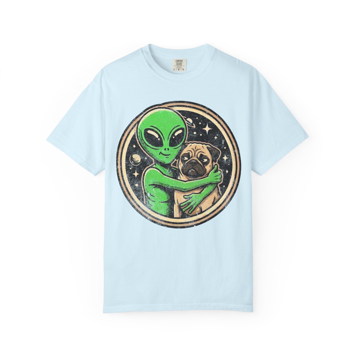 Every Alien Needs a Pug T-Shirt in Chambray from When Dogs Fly