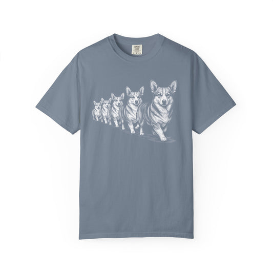 Marching Corgis T-Shirt in Blue Jean from When Dogs Fly