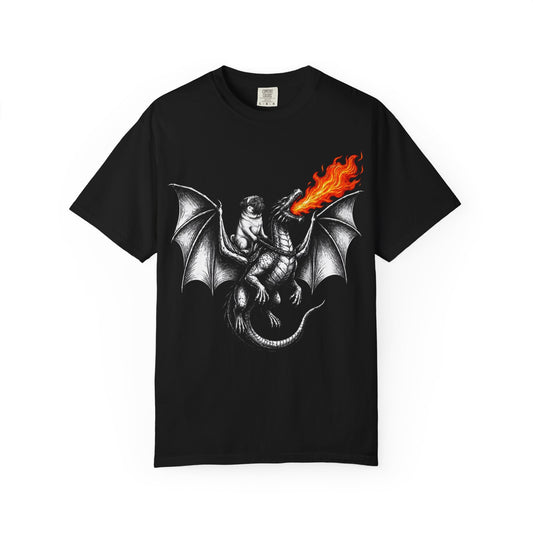 Dragon Riding Pug T-Shirt in Black from When Dogs Fly