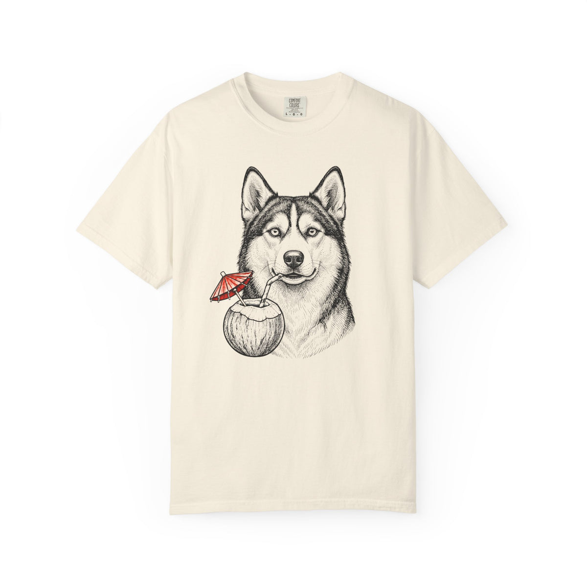 Island Time Siberian Husky T-Shirt in Ivory from When Dogs Fly