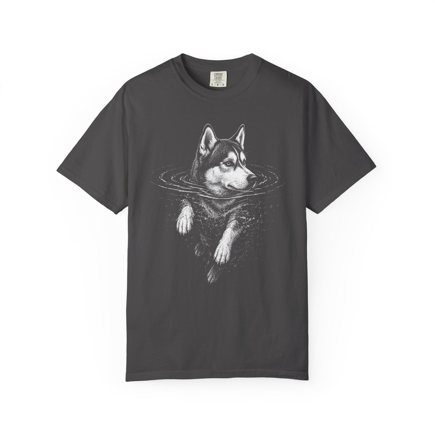 Siberian Husky Dog Paddle T-Shirt in Graphite from When Dogs Fly