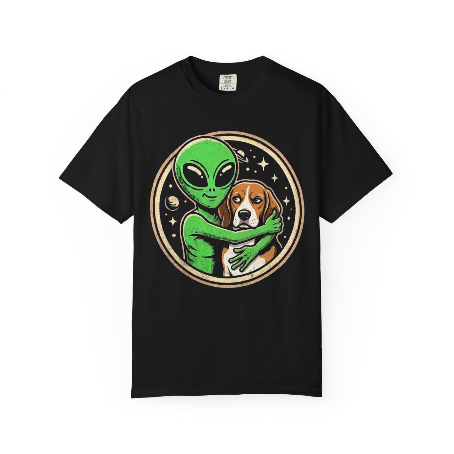 Every Alien Needs a Beagle T-Shirt in Black from When Dogs Fly