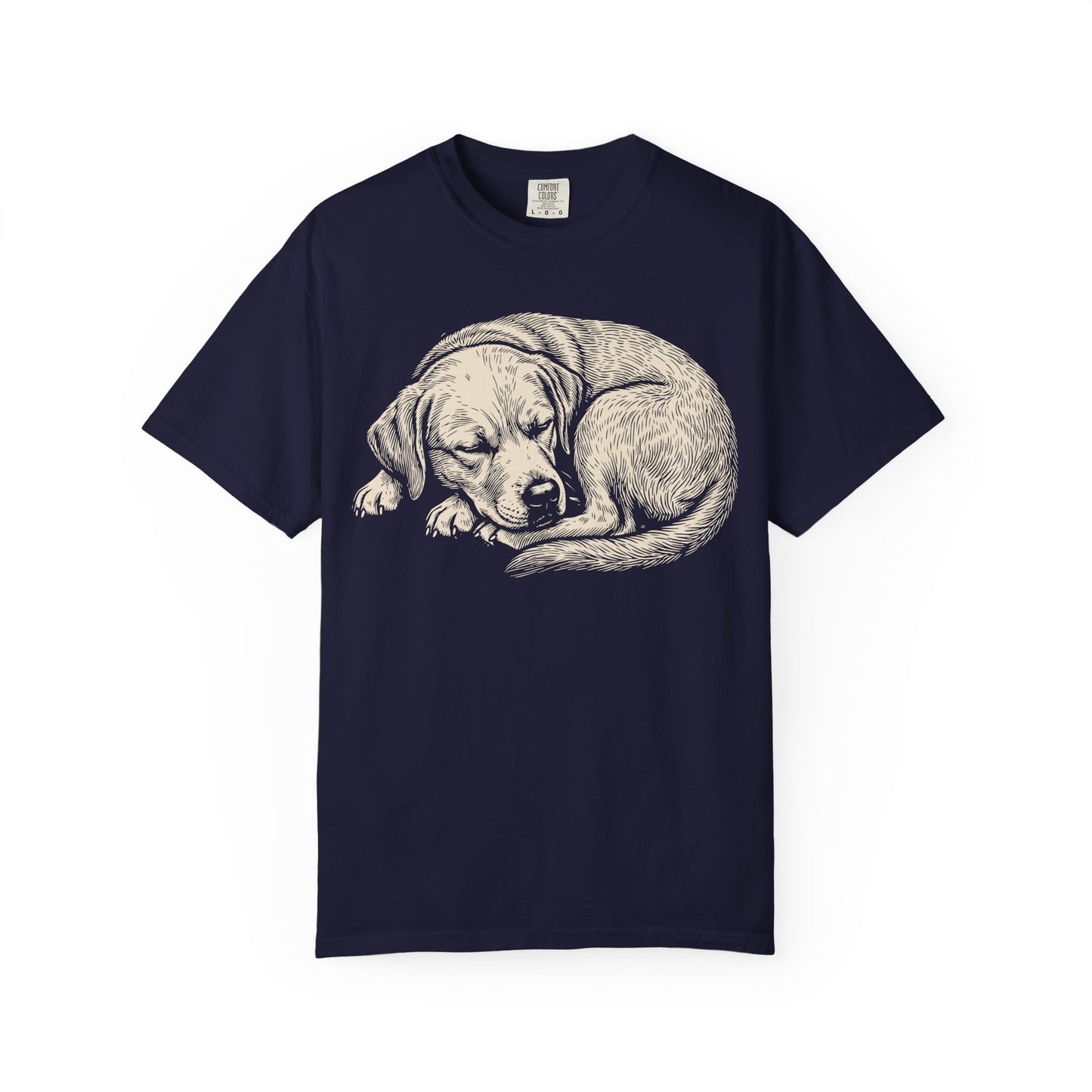 Cozy Nap Time Labrador Retriever T-Shirt in True Navy from When Dogs Fly