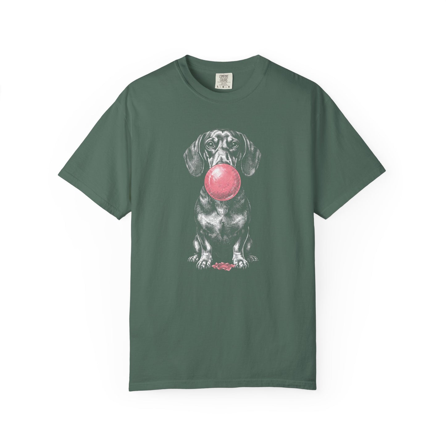 Bubblegum Dachshund T-Shirt in Blue Spruce from When Dogs Fly