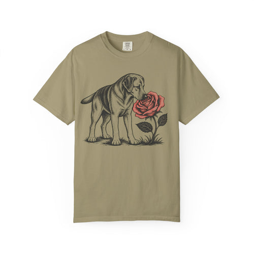 A Nose for Roses Labrador Retriever T-Shirt in Khaki from When Dogs Fly