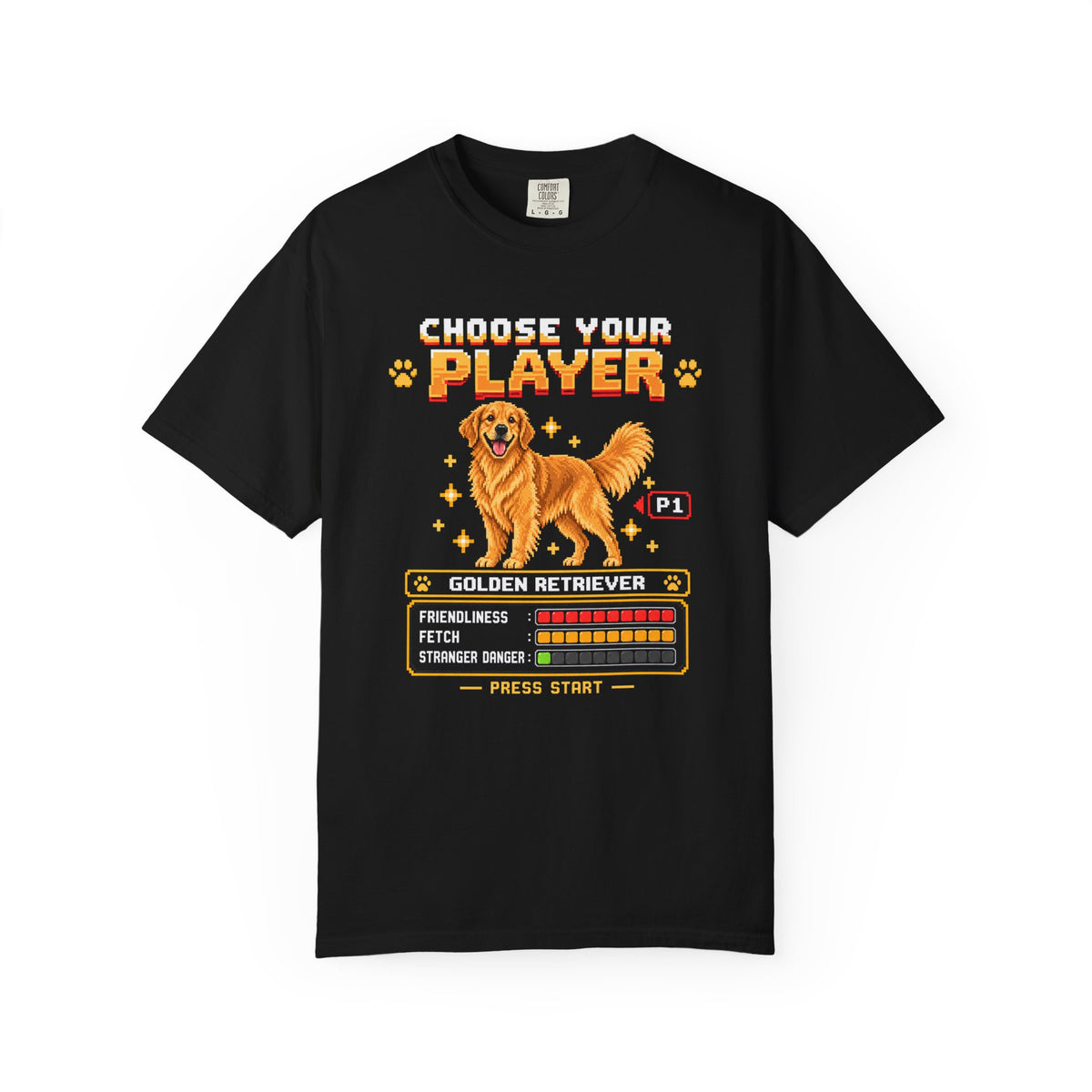 Choose Your Player Golden Retriever T-Shirt in Black from When Dogs Fly