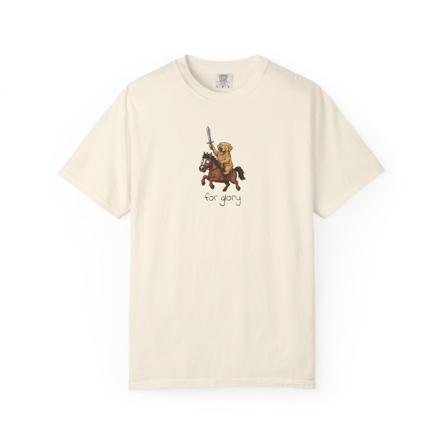 For Glory Golden Retriever T-Shirt in Ivory from When Dogs Fly