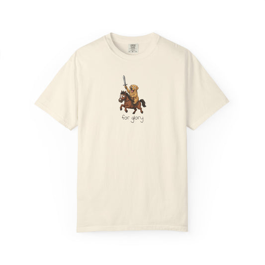 For Glory Golden Retriever T-Shirt in Ivory from When Dogs Fly