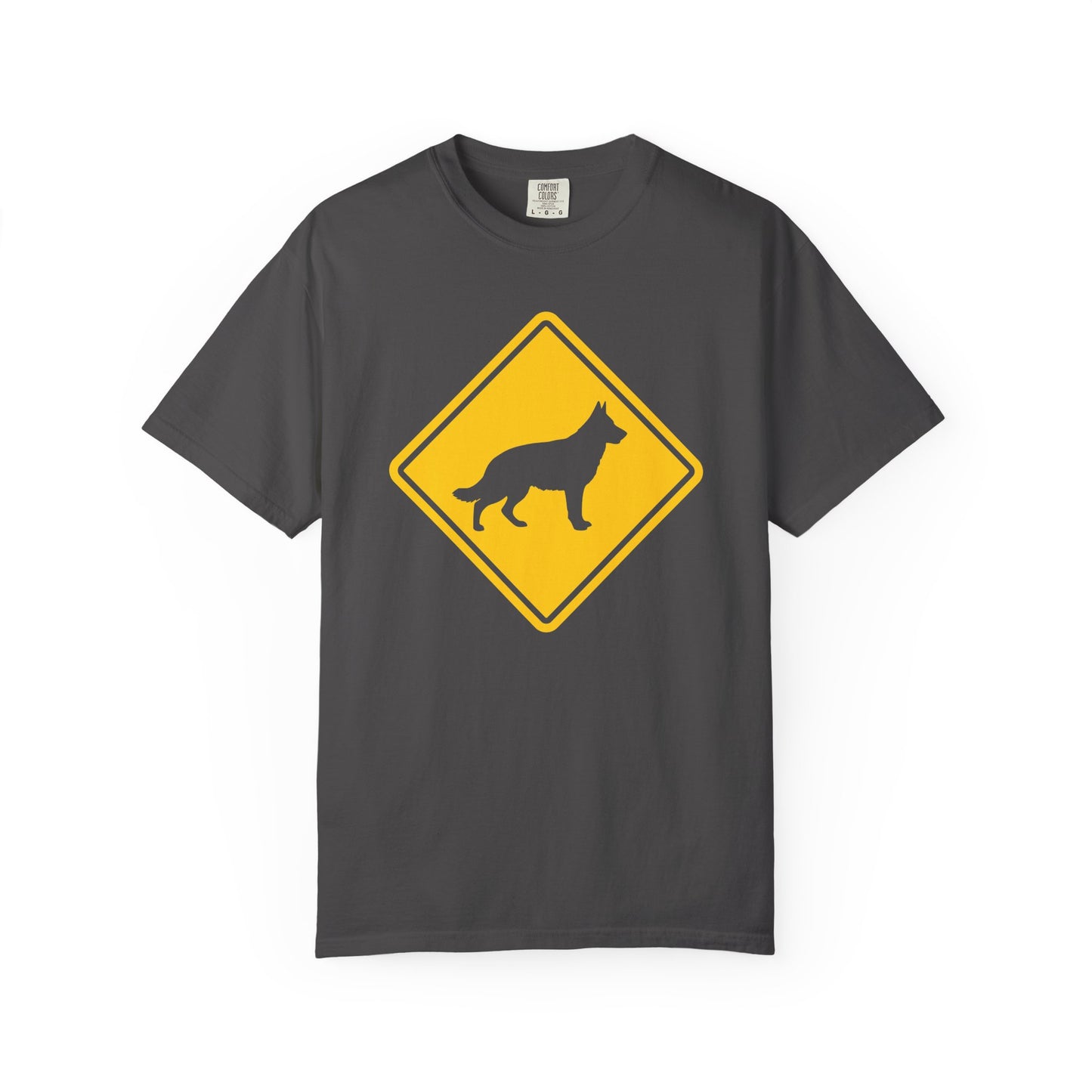 German Shepherd Dog Crossing T-Shirt in Graphite from When Dogs Fly