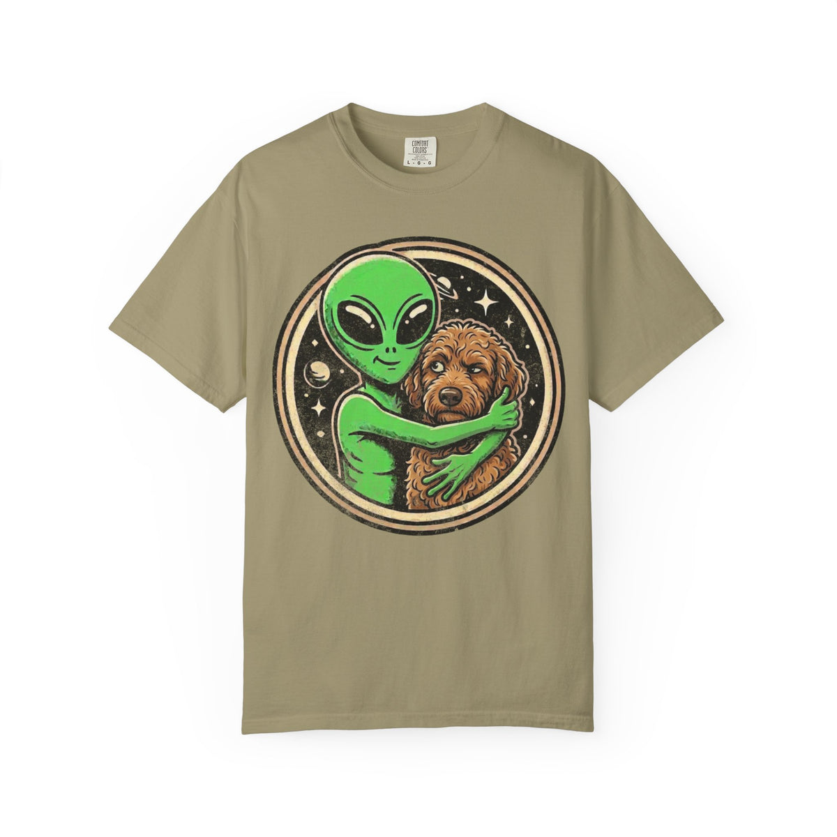 Every Alien Needs a Labradoodle T-Shirt in Khaki from When Dogs Fly