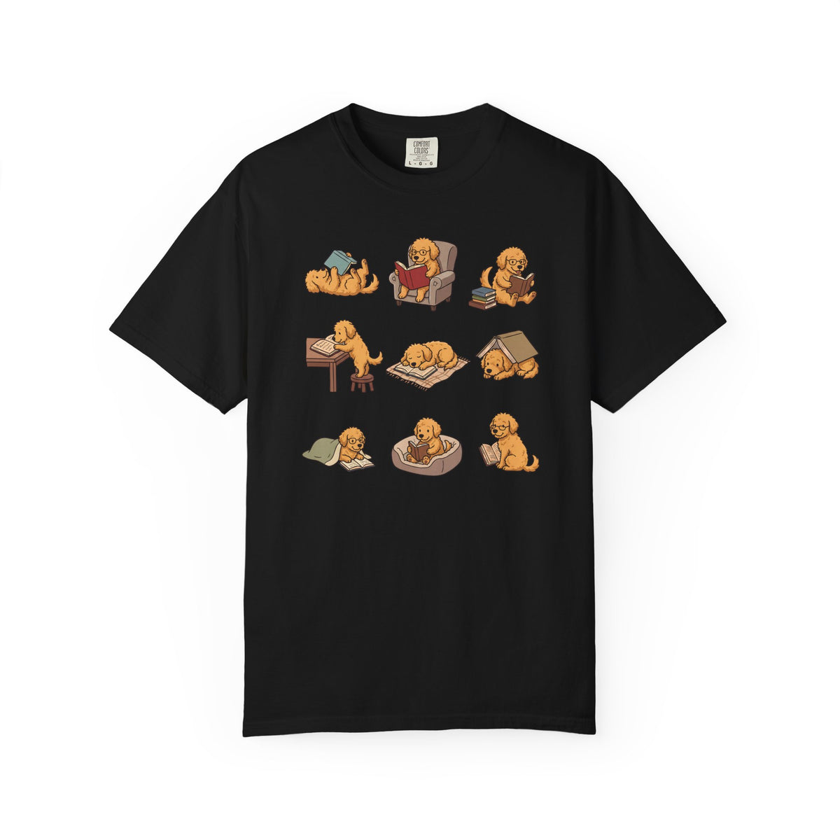 Labradoodle Book Club T-Shirt in Black from When Dogs Fly