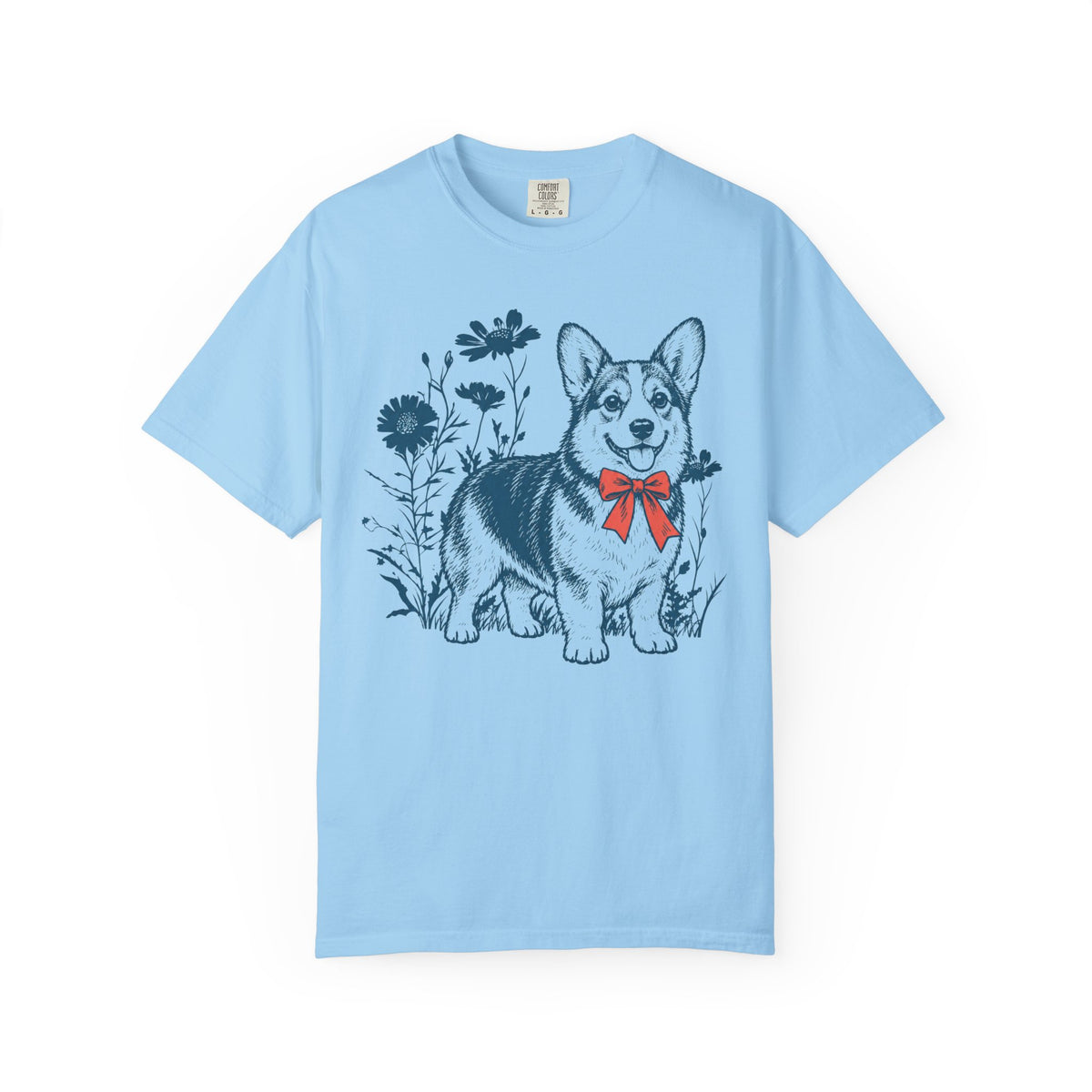 Dogs in Bloom Corgi T-Shirt in Hydrangea from When Dogs Fly