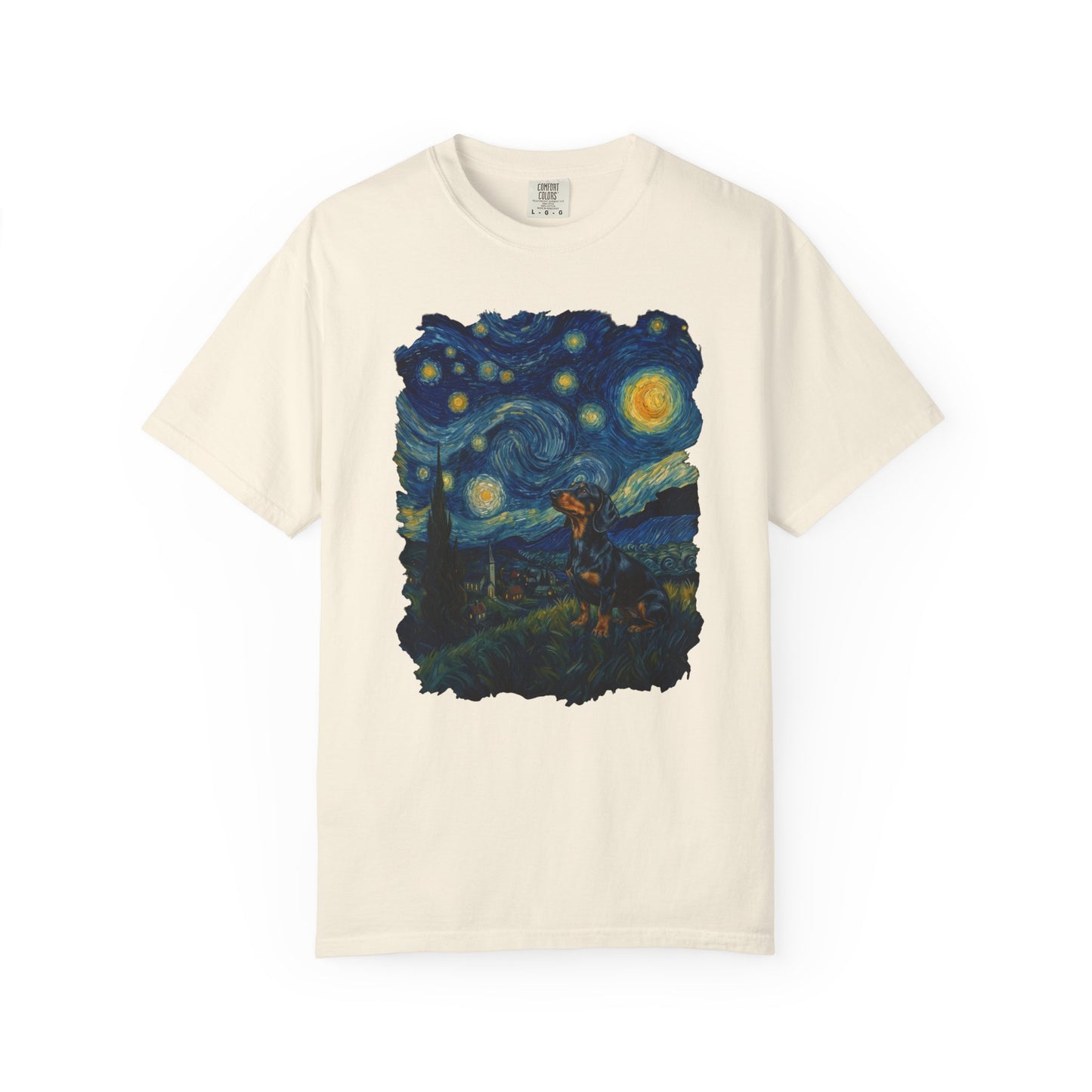 Starry Night Dachshund T-Shirt in Ivory from When Dogs Fly