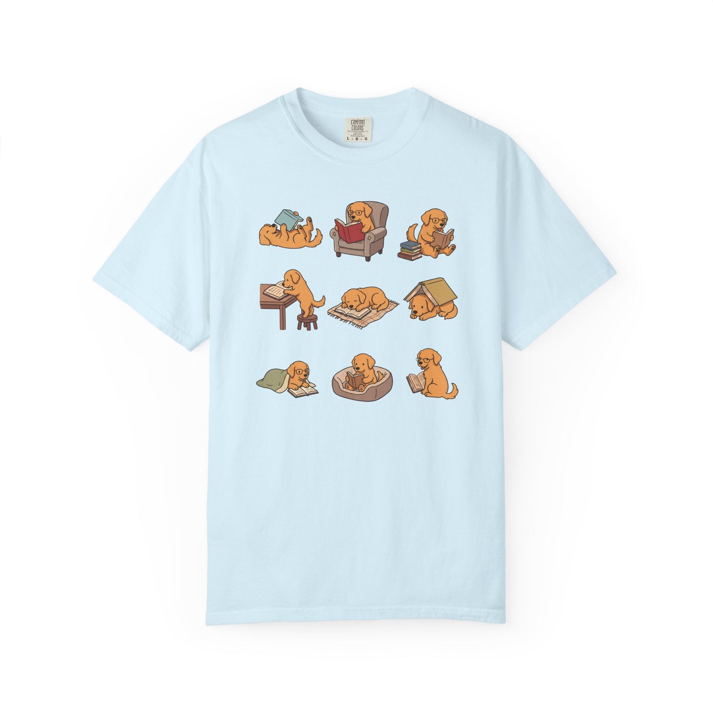 Golden Retriever Book Club T-Shirt in Chambray from When Dogs Fly