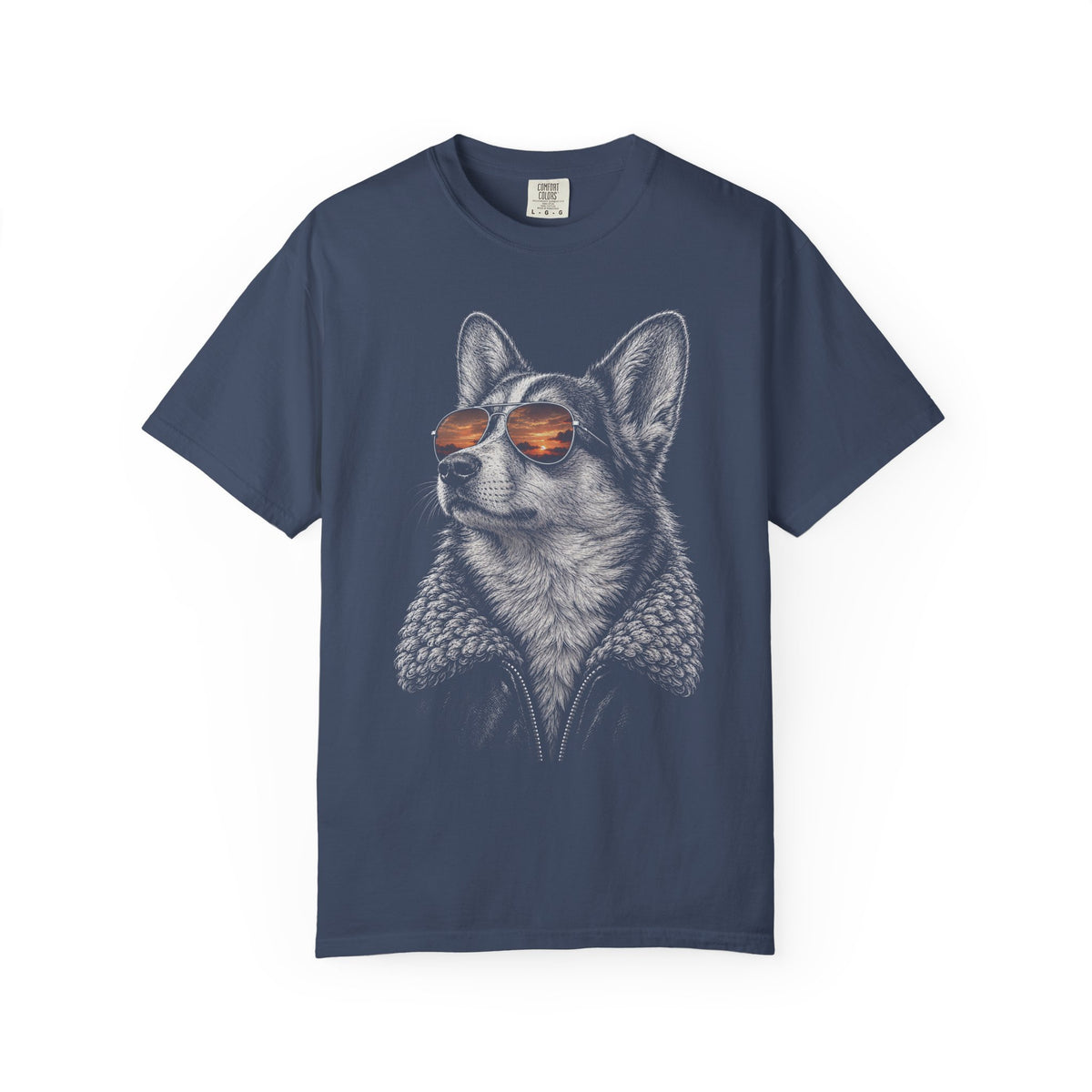 Sunset Aviator Corgi T-Shirt in Midnight from When Dogs Fly