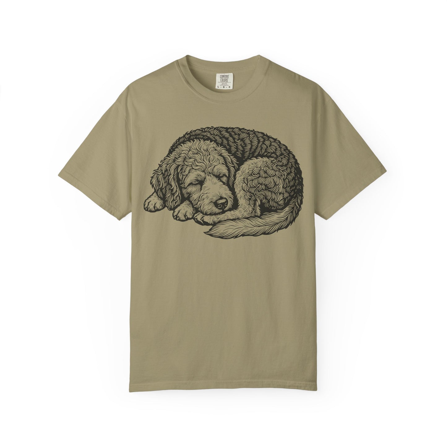Cozy Nap Time Labradoodle T-Shirt in Khaki from When Dogs Fly