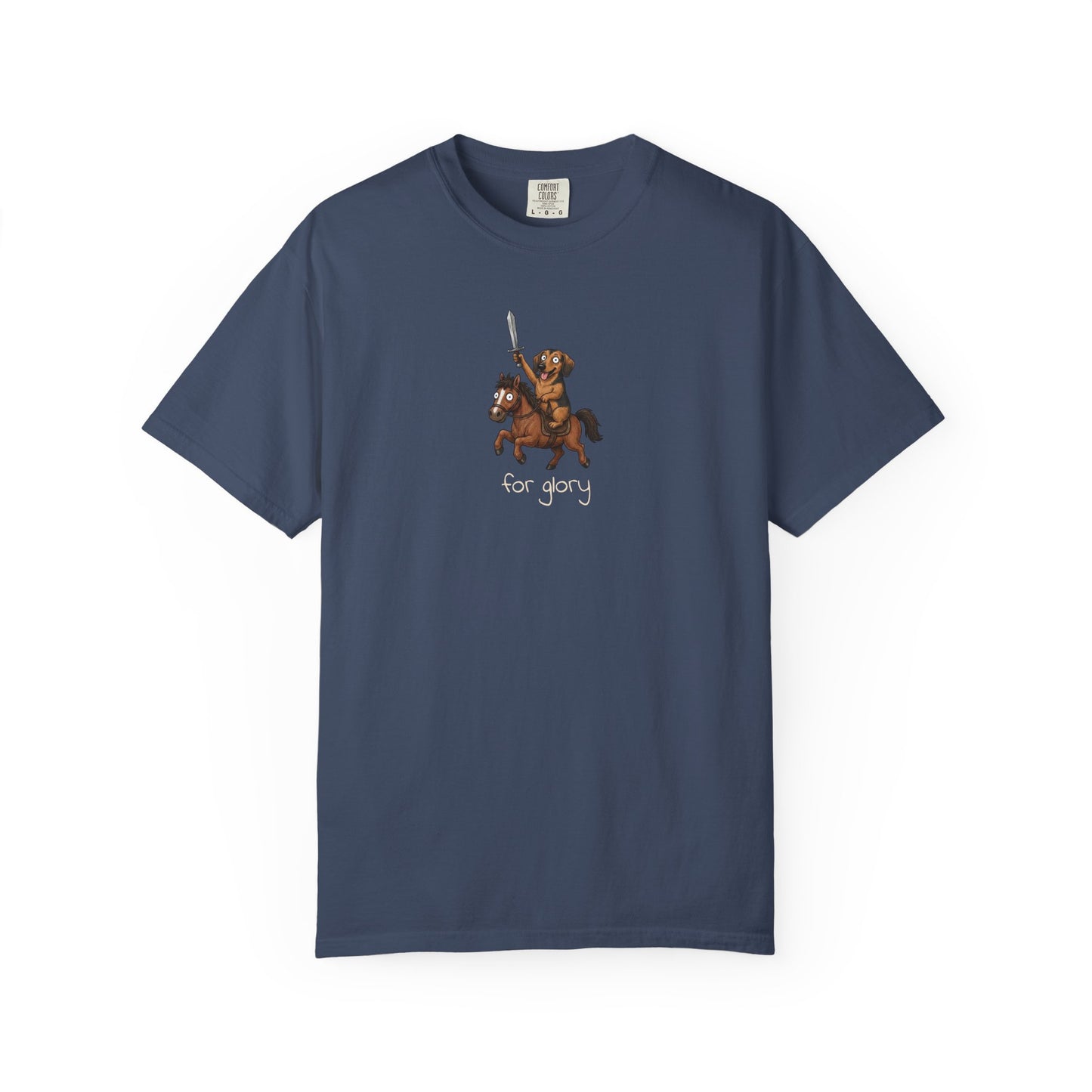 For Glory Dachshund T-Shirt in Midnight from When Dogs Fly
