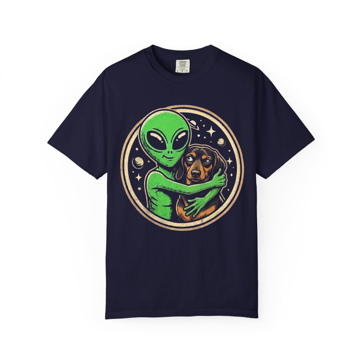 Every Alien Needs a Dachshund T-Shirt in True Navy from When Dogs Fly
