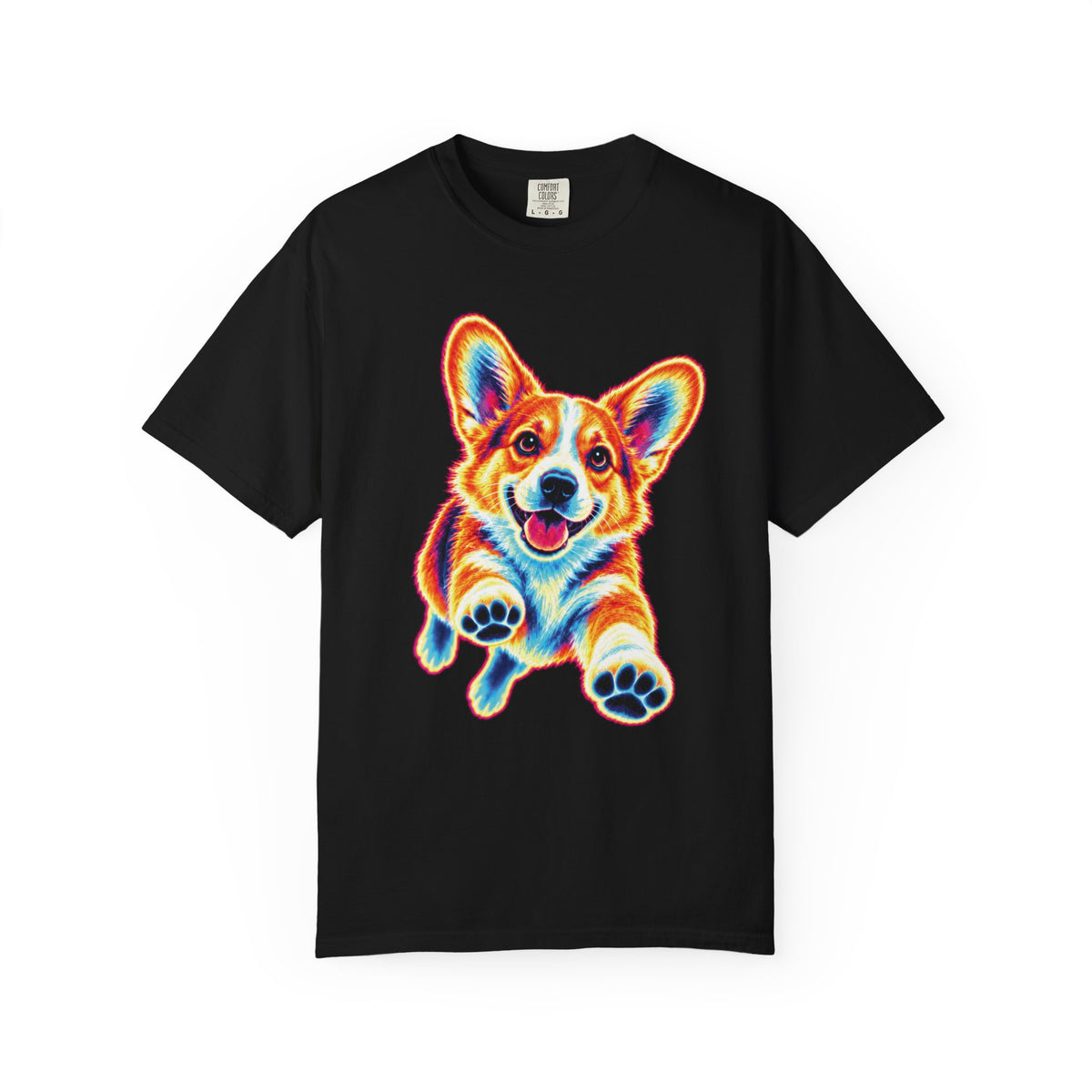 Neon Zoomies Corgi T-Shirt in Black from When Dogs Fly