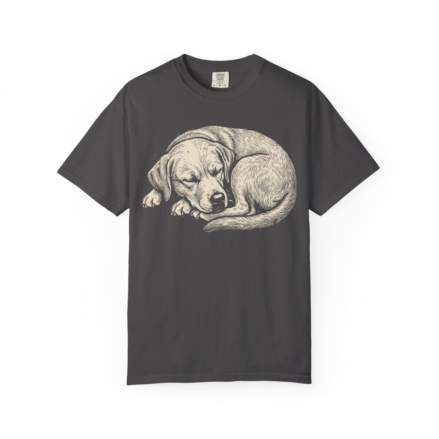 Cozy Nap Time Labrador Retriever T-Shirt in Graphite from When Dogs Fly