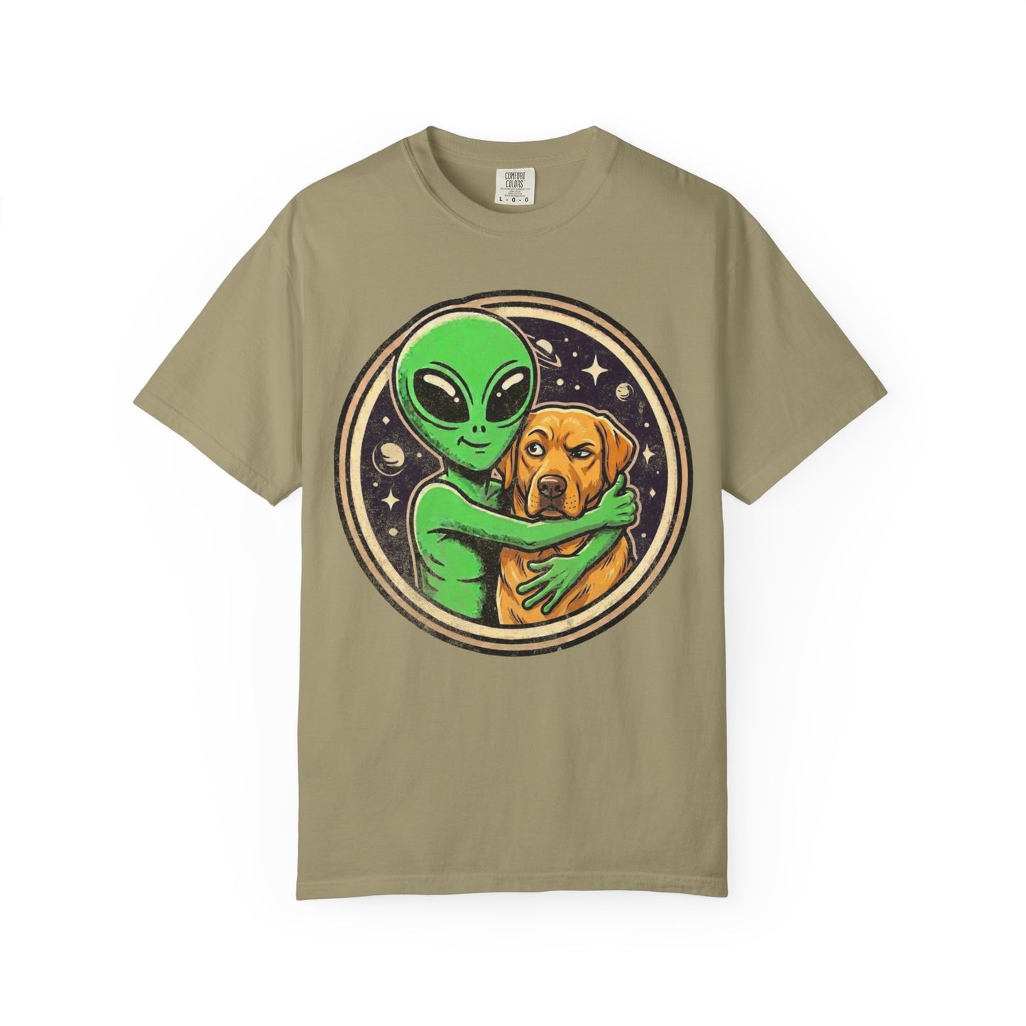Every Alien Needs a Labrador Retriever T-Shirt in Khaki from When Dogs Fly