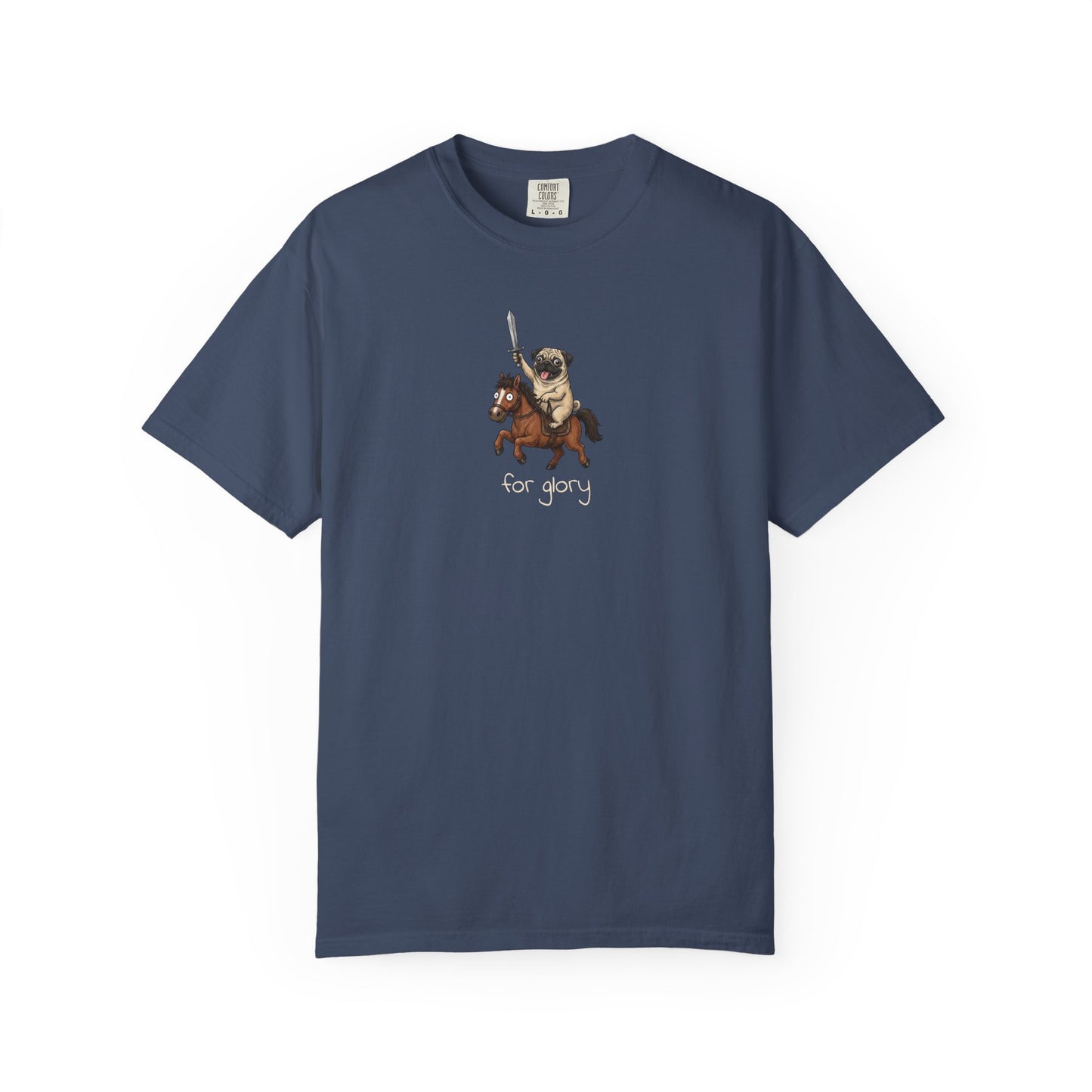 For Glory Pug T-Shirt in Midnight from When Dogs Fly