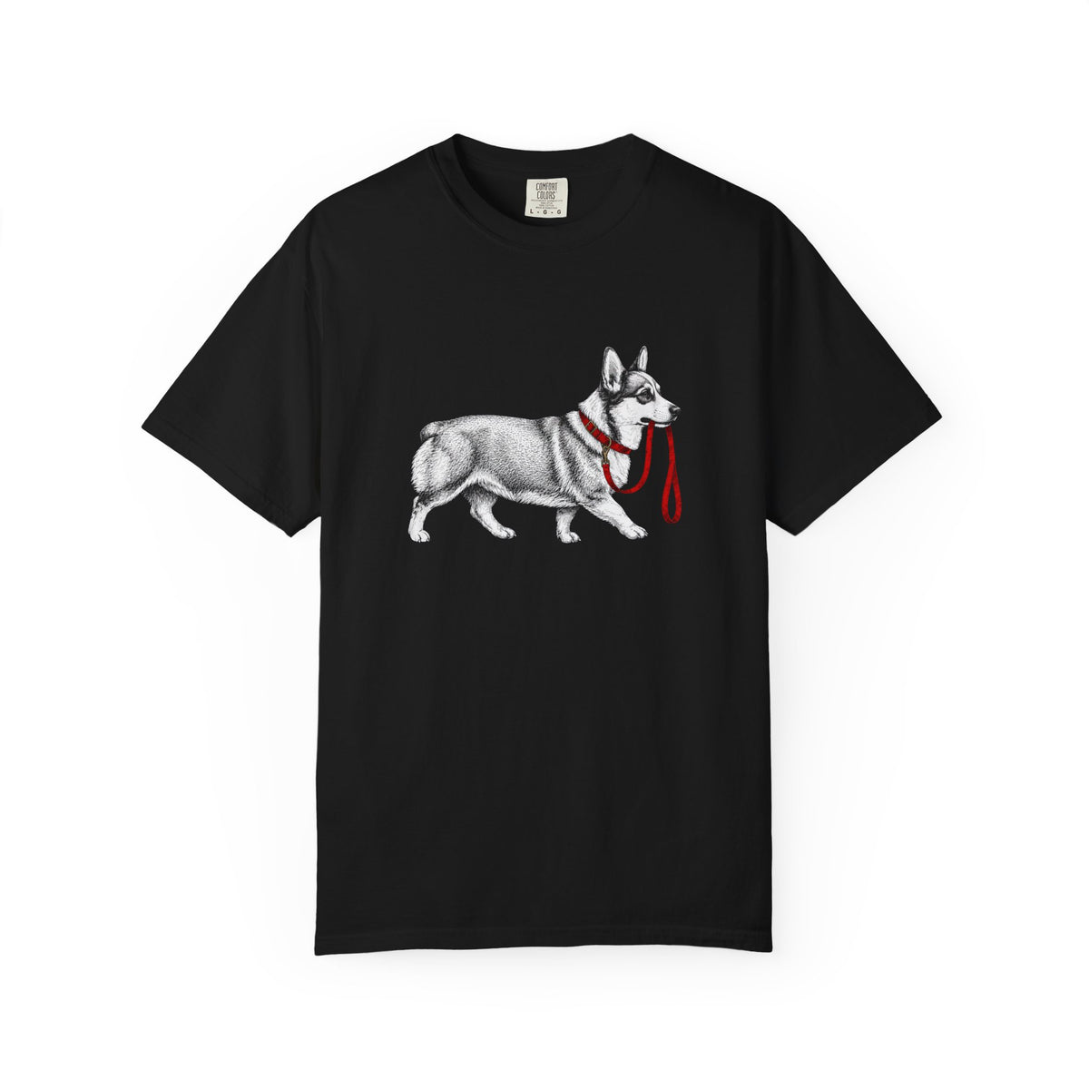 Never Walk Alone Corgi T-Shirt in Black from When Dogs Fly
