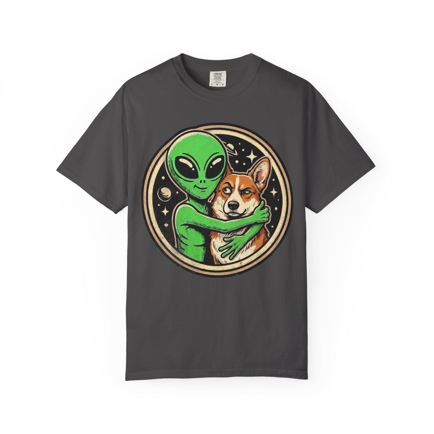 Every Alien Needs a Corgi T-Shirt in Graphite from When Dogs Fly