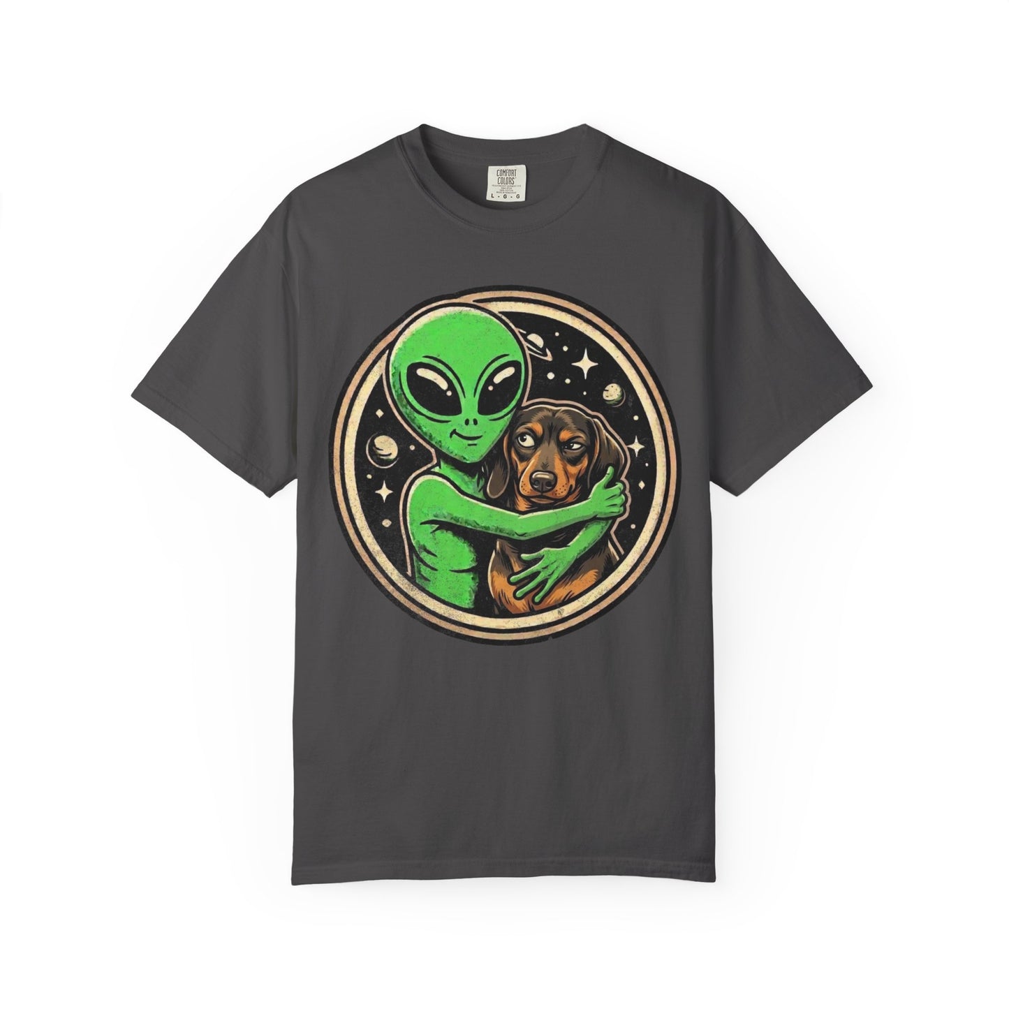 Every Alien Needs a Dachshund T-Shirt in Graphite from When Dogs Fly