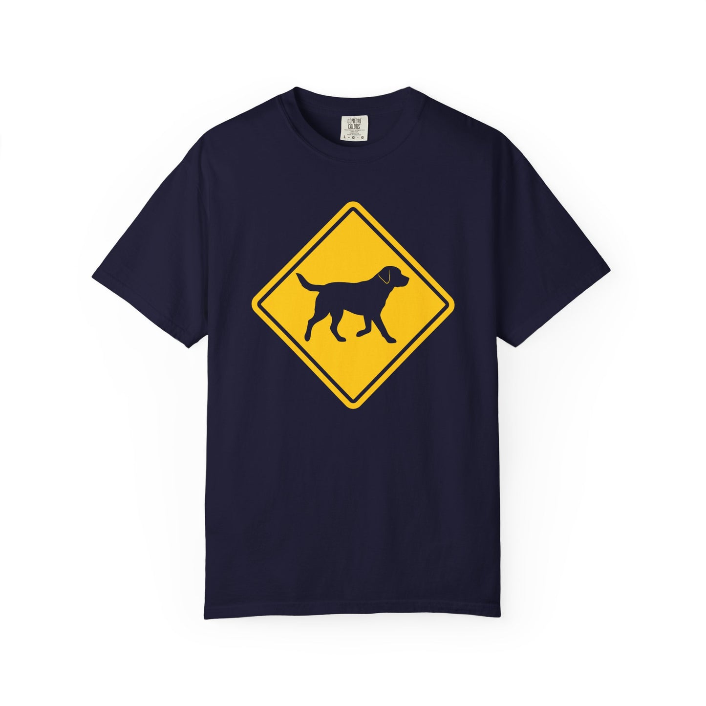 Labrador Retriever Dog Crossing T-Shirt in True Navy from When Dogs Fly