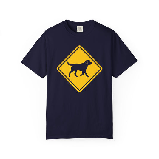 Labrador Retriever Dog Crossing T-Shirt in True Navy from When Dogs Fly