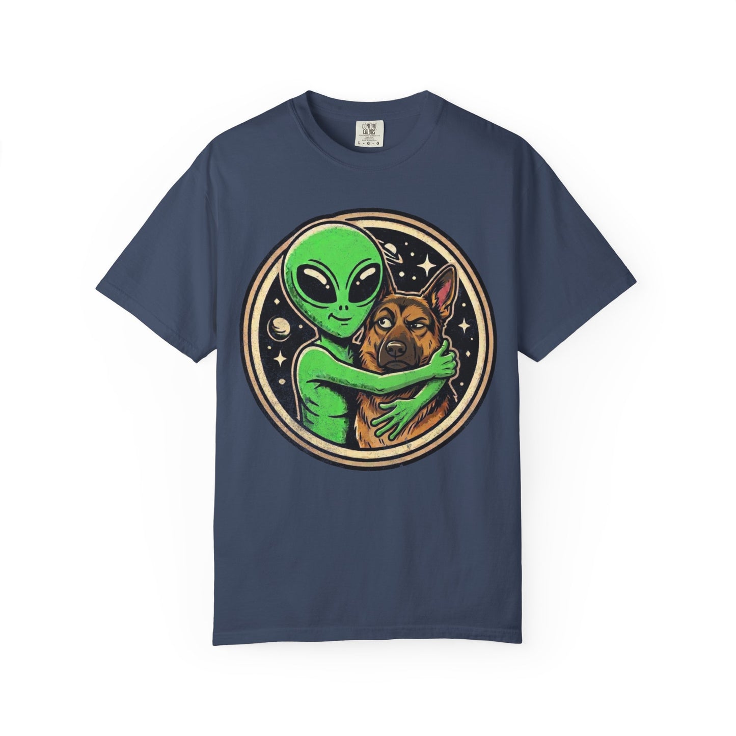 Every Alien Needs a German Shepherd T-Shirt in Midnight from When Dogs Fly