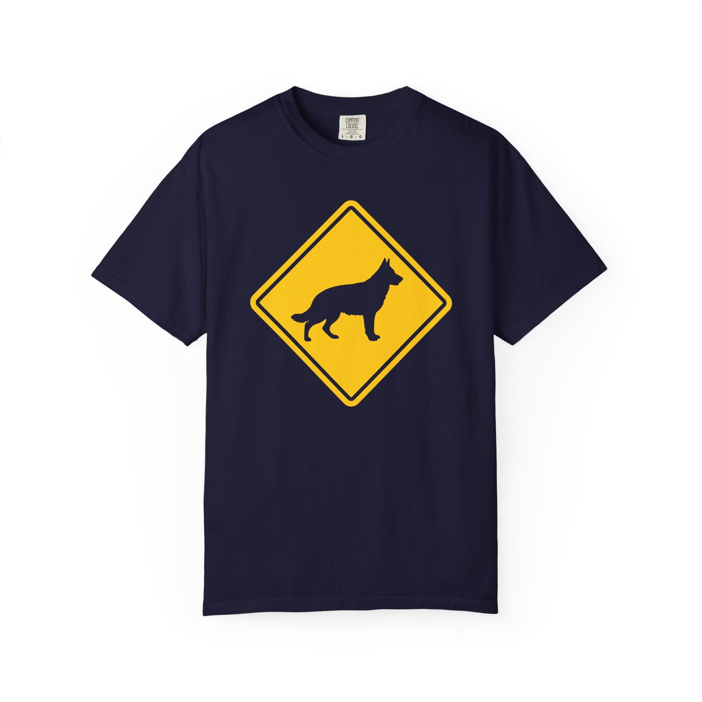 German Shepherd Dog Crossing T-Shirt in True Navy from When Dogs Fly