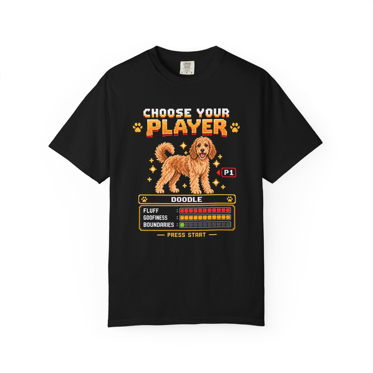 Choose Your Player Doodle T-Shirt in Black from When Dogs Fly