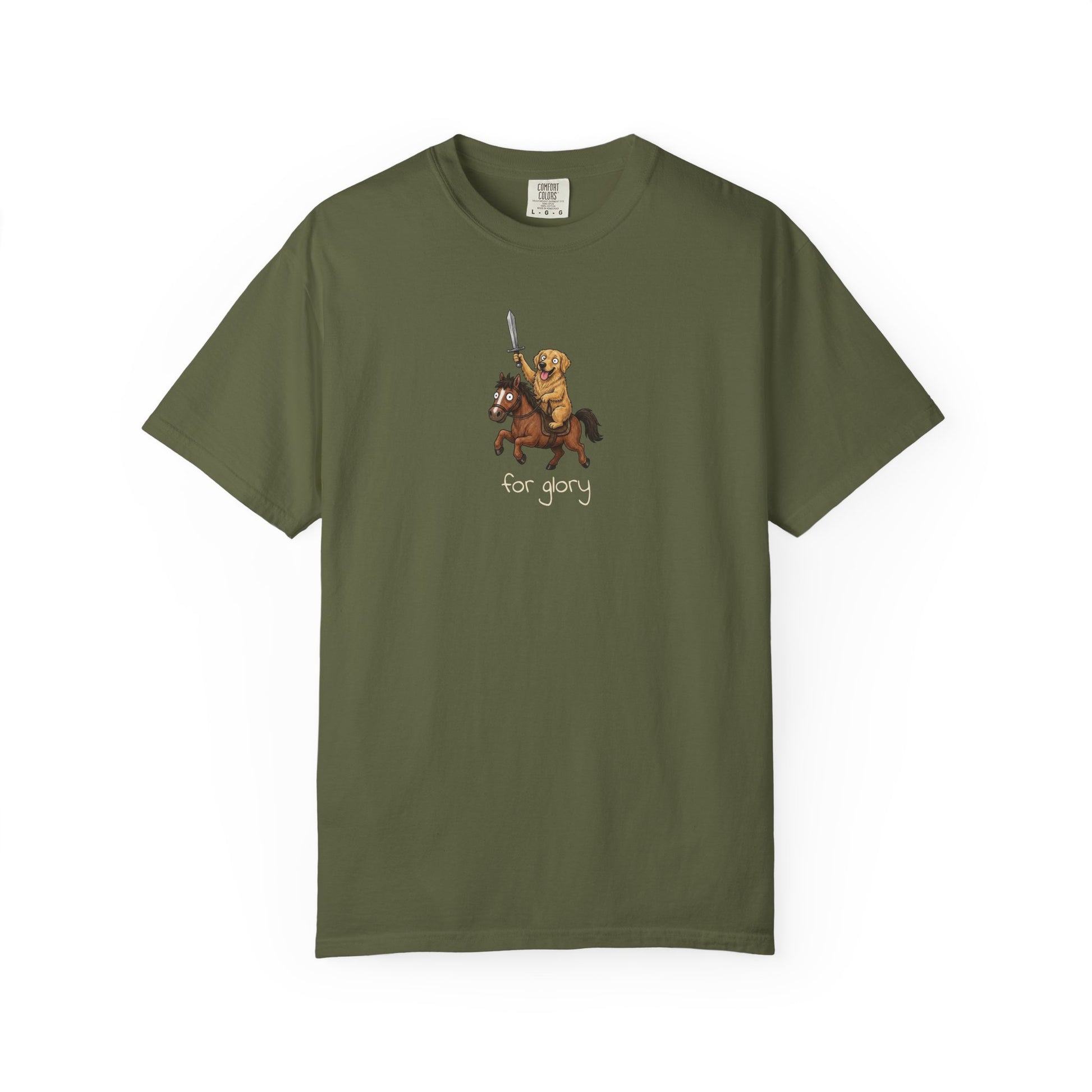 For Glory Golden Retriever T-Shirt in Hemp from When Dogs Fly