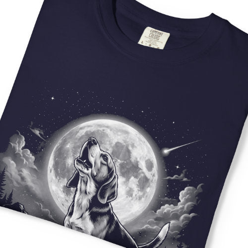 Navy Born to Howl Beagle T-shirt with moon illustration